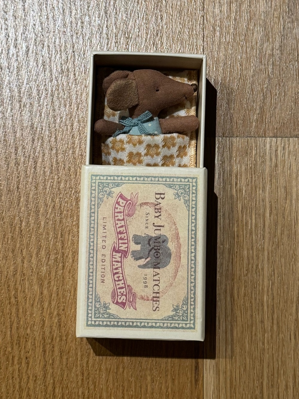Maileg Sleepy wakey baby mouse in matchbox - Blue BNWT